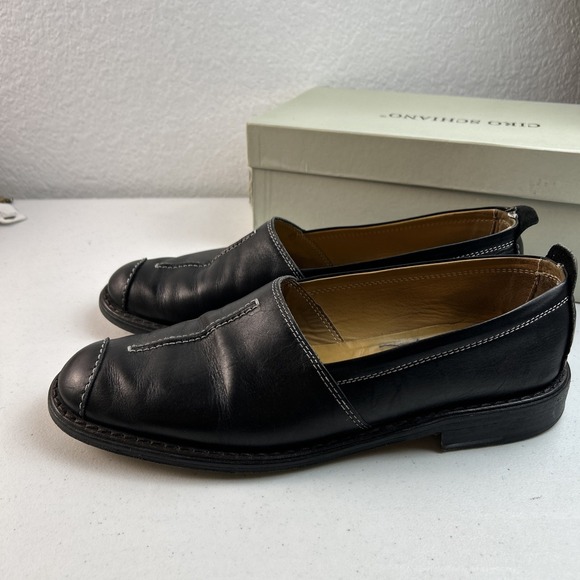Ciro Schiano Black Leather Handmade Italy Loafers Shoes Mens US 10.5 - Picture 6 of 12